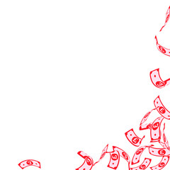 British pound notes falling. Floating GBP bills on