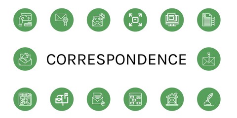 Set of correspondence icons such as Email, Spam, Sending, News, Writing, Mailbox, Mail, Write, Envelope , correspondence
