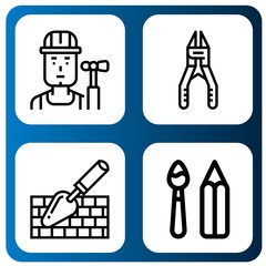 Set of trowel icons such as Builder, Plier, Trowel, Paint tools , trowel