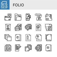 Set of folio icons such as Document, Documents, Paper, Documentation , folio