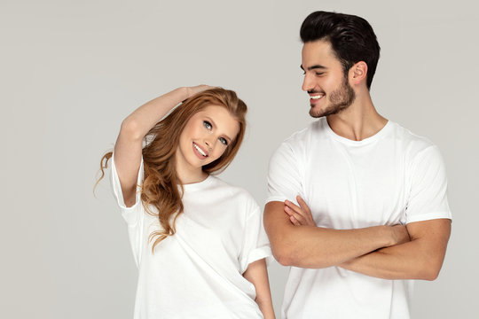 Happy youg couple smiling. Facial expression.