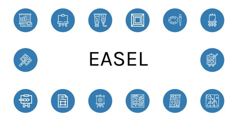 Set of easel icons such as Projector screen, Easel, Paint tube, Art, Canvas, Artboard, Painting, Drawing board , easel
