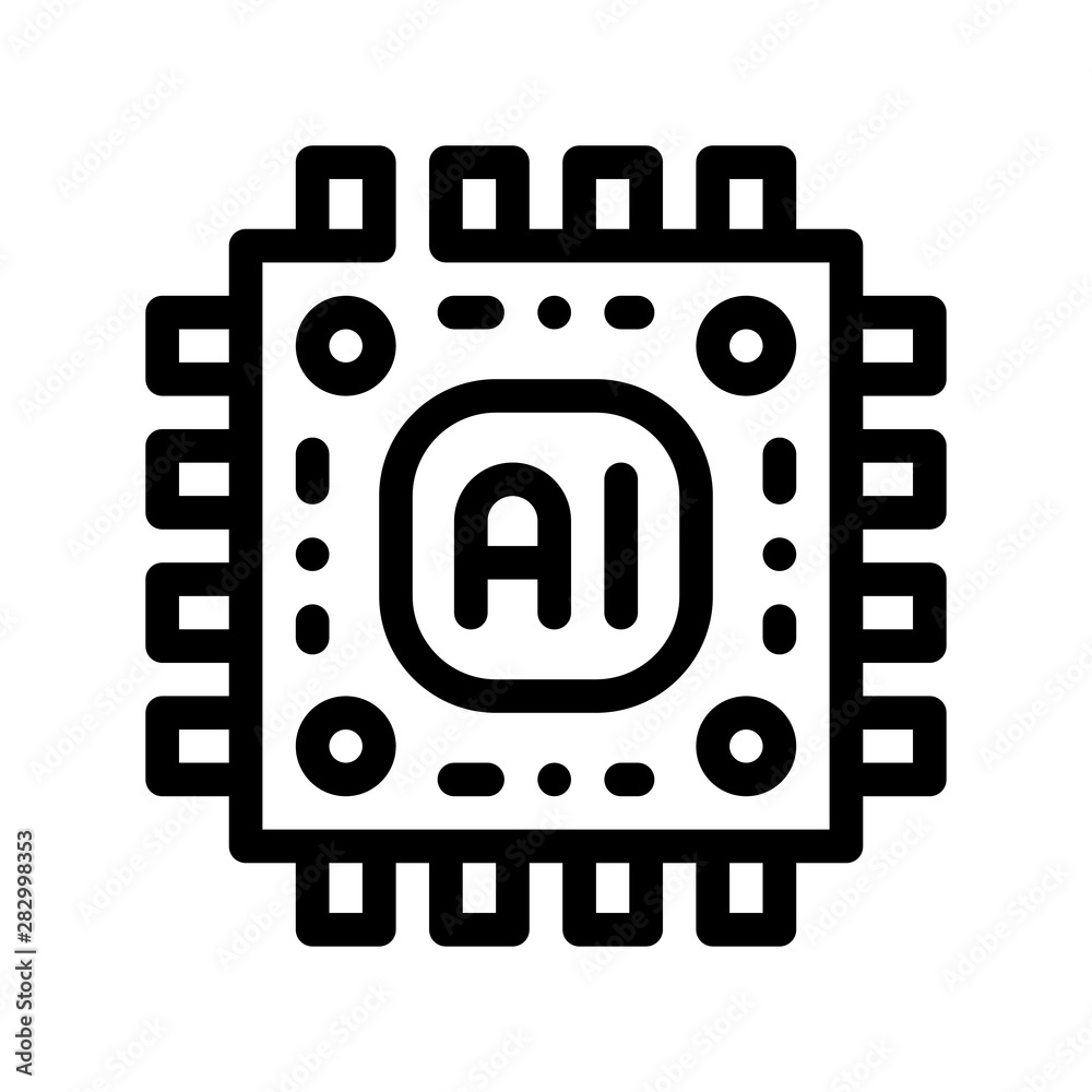Poster artificial intelligence microchip vector sign icon thin line. artificial intelligence main chip proc