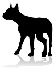 A detailed animal silhouette of a pet dog