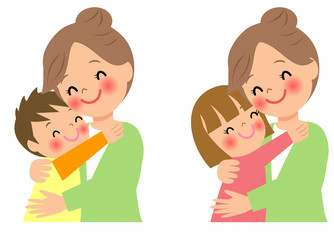 子供を抱きしめる母親