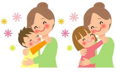 子供を抱きしめる母親