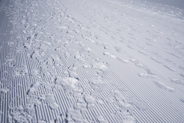 Footsteps on the snow in Zermatt Switzerland