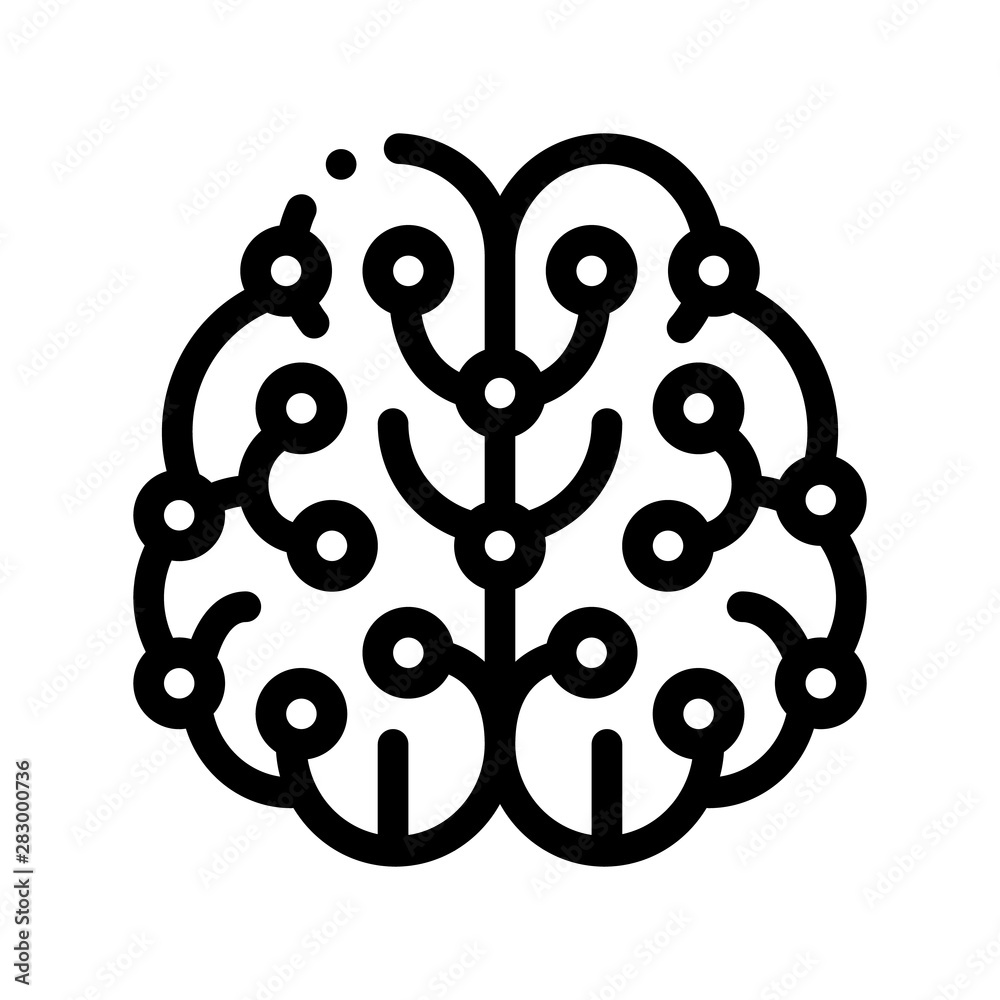 Poster artificial intelligence brain vector sign icon thin line. artificial intelligence elements sensing d