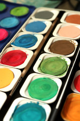 Fototapeta premium Used water-color paint-box