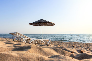 umbrellas and sunbeds at the beach