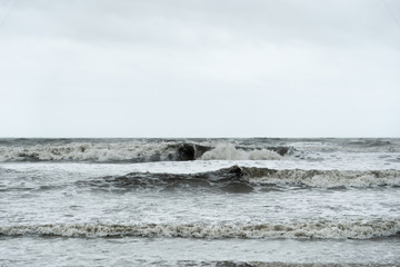 close up of dark waves in the bad weather, nature background