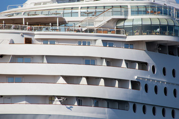 Large luxury cruise ship Disney Wonder on sea, September 2018 Norway Kristiansand