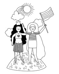 Women supporting lgtbi march design vector illustration