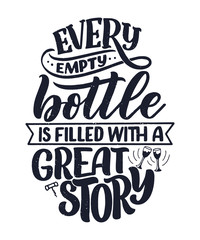 Wine lettering composition in modern style. Alcohol beverage bar drink concept. Vintage typography for print or poster. Vector