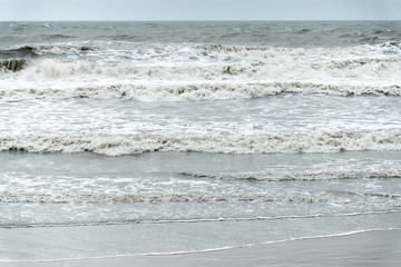 close up of dark waves in the bad weather, nature background
