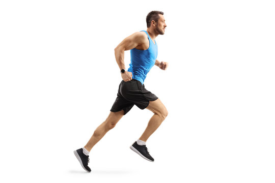 Young man in sportswear running