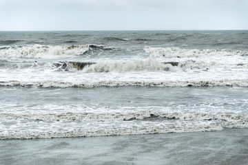 close up of dark waves in the bad weather, nature background