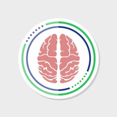 Mind brain sticker icon. Mind brain simple icon for web design isolated on white background