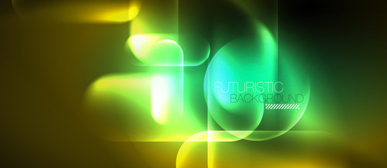 Neon glowing techno lines, blue hi-tech futuristic abstract background template