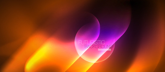 Neon glowing techno lines, hi-tech futuristic abstract background template