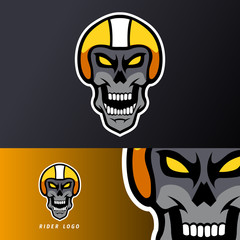Black skull moto bike mascot sport esport logo template for streamer team