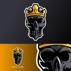 black skull king crown mascot sport esport logo template for streamer team