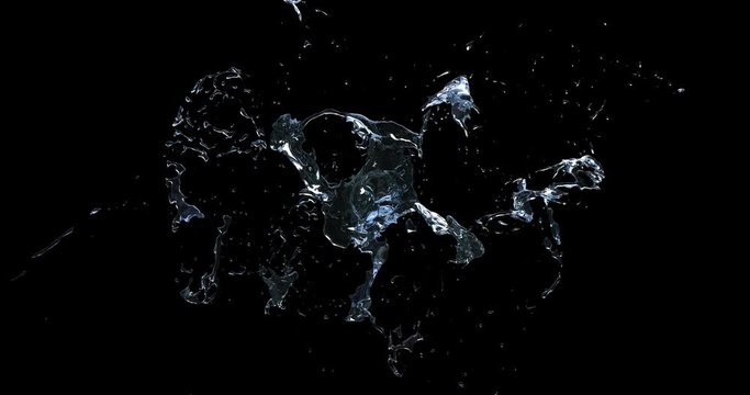 Transparent splash of water on black background