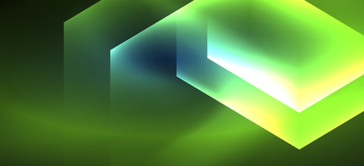 Neon shiny color lines background. Abstract colorful web template Geometric modern technology concept.