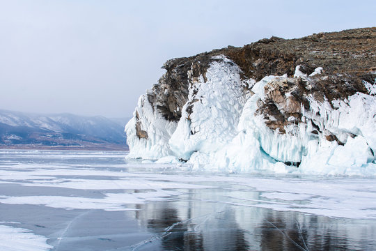 Rock island in Lake Bikal, Russia, landscape photography