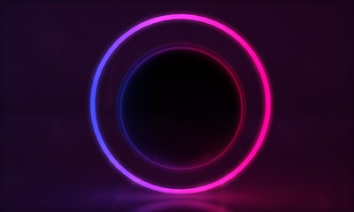 Abstract glowing fluorescent neon lines. Futuristic laser background. 3D Render