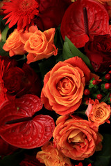 Orange and red wedding flowers
