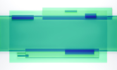 abstract geometric background for green-blue aquamarine postcard banner. 3d transparent rectangles...