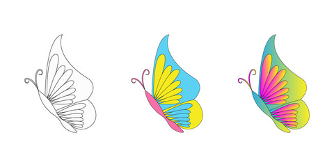Mooie vlinder. Vector instellen. Vlinder geïsoleerd op een witte achtergrond. Vlinder - vector pictogram. Vlinder ontwerp.