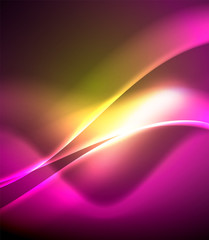 Shiny color bright neon abstract wave template. Abstract bright light. Neon light glowing effect. Space background. Abstract shape