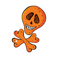 Skull in vector on white background. Vector illustration in simple style, modern design. Jolly Roger, skeleton, human bones.