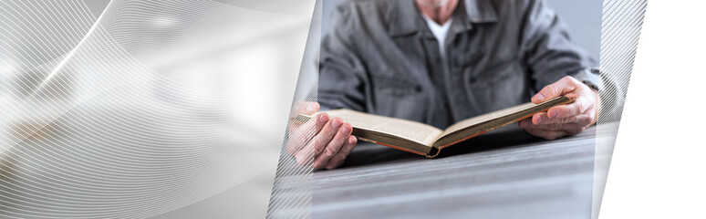 Reading concept; panoramic banner