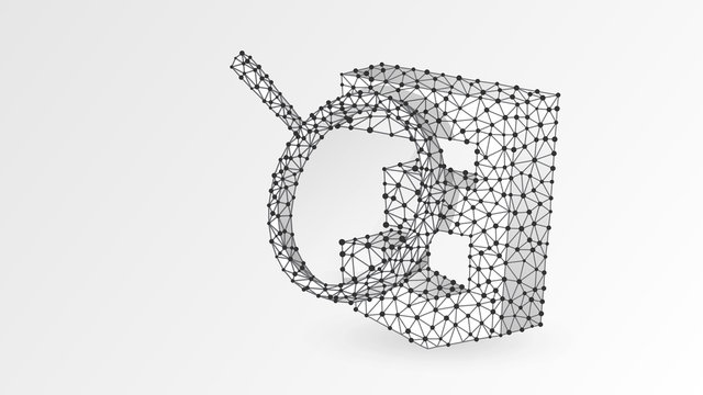 Magnifying glass Analysis of CSS coding language. Code analytics, programming, developing concept. Abstract, digital, wireframe, low poly mesh, vector white origami 3d illustration. Line, dot