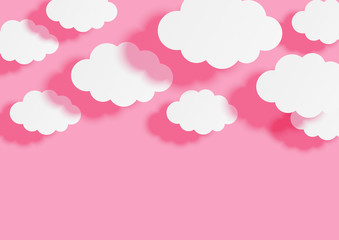 Paper clouds on pink sky background for Your design