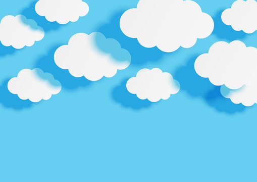 Paper clouds on blue sky background for Your design