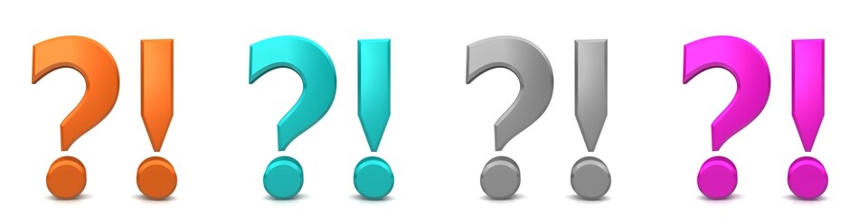 question and answer question mark exclamation point asking answering q and a sign FAQ symbol punctuation marks icons set multi colored orange silver pink blue