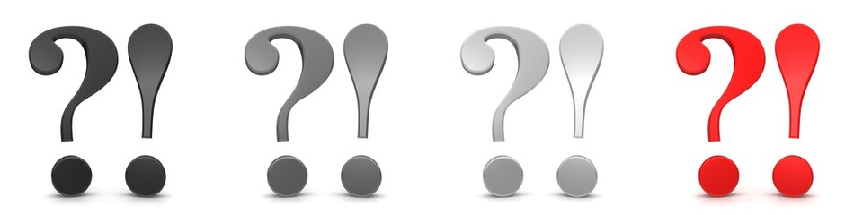 question mark exclamation point q and a sign FAQ icon set red black colored 3d rendering