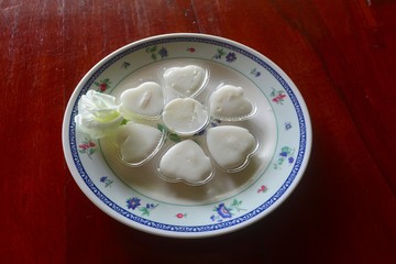 Coconut jelly / coconut milk in a plate
