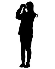 Young woman with phone on a white background