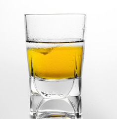 glass of water with reflection