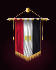Fototapeta premium Flag of Egypt. Festive Vertical Banner. Wall Hangings with Gold Tassel