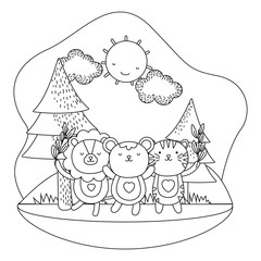 Isolated bear lion and tiger cartoon vector design vector illustration