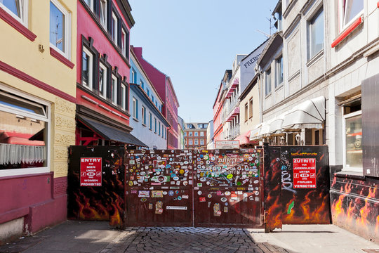Hamburg, Germany - July 23, 2012: The entrance to the famous Herbertstrasse at St. Pauli. 