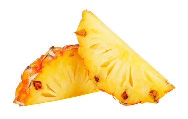 Pineapple slices without shadows isolated on white background