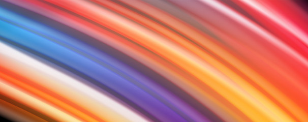 Abstract wave lines fluid rainbow style color stripes on black background. Artistic illustration for presentation, app wallpaper, banner or poster