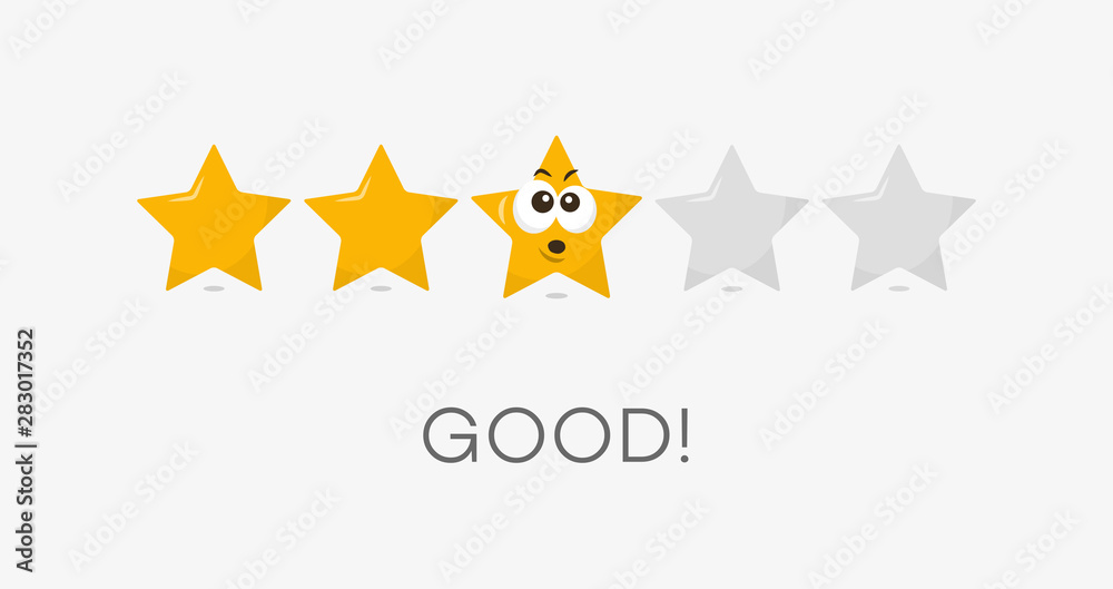 Poster three stars good rating symbol. funny illustration - easy to use for your website or presentation.